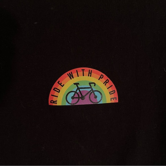 “Ride with pride” black cotton tee with rainbow - Picture 2 of 2